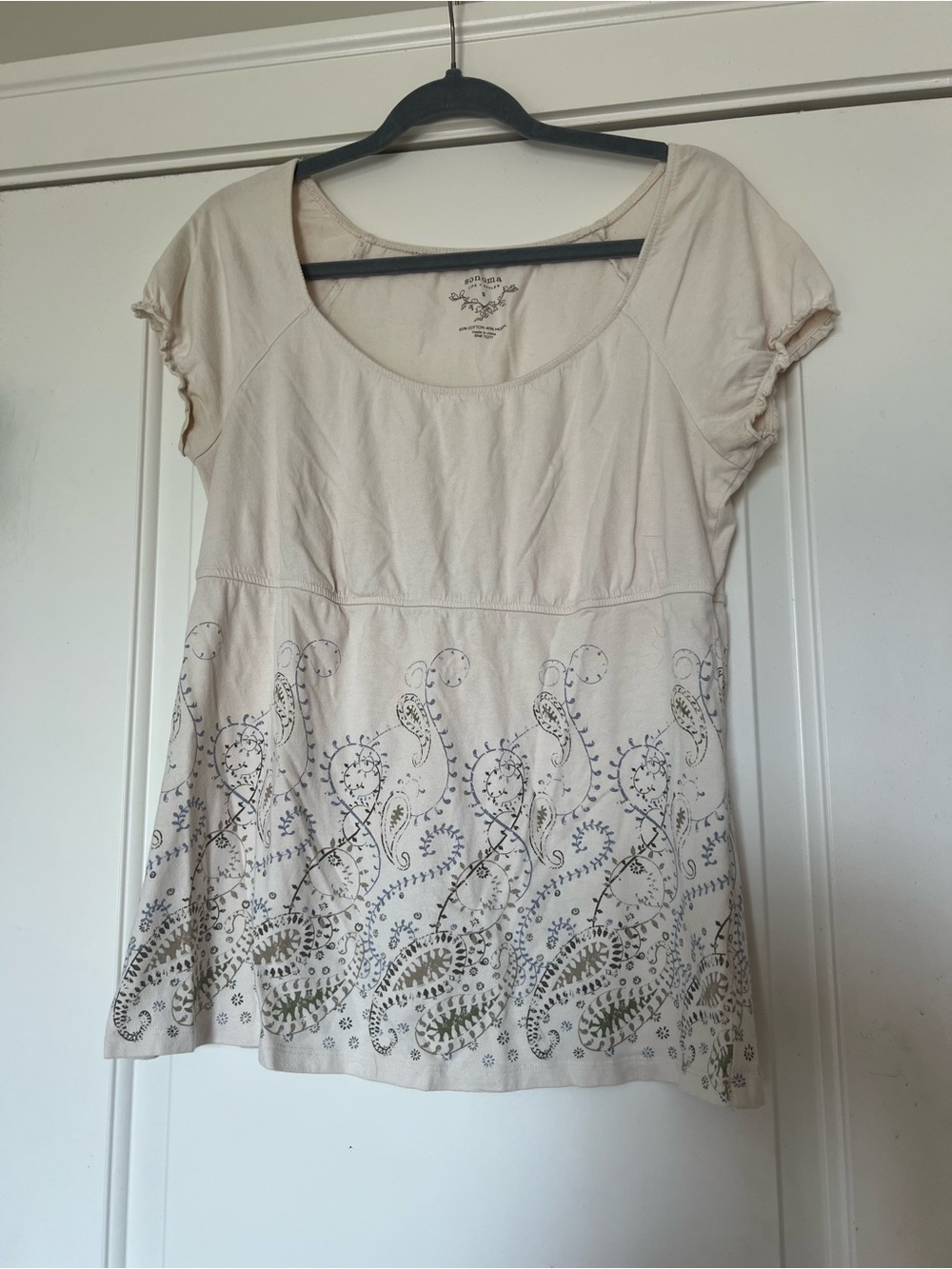 Sonoma Cream Embroidered Scoop Neck Tunic